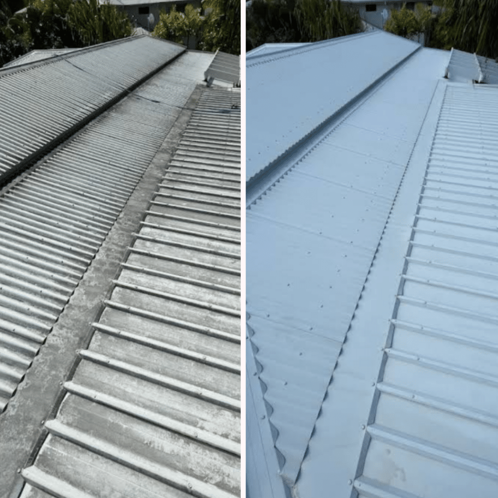 metal roof cleaning service before after